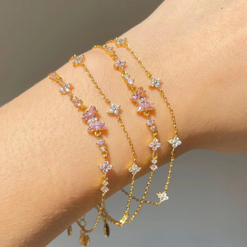 Skorter | Cute And Sweet Bowknot Heart Chain Zircon Bracelets