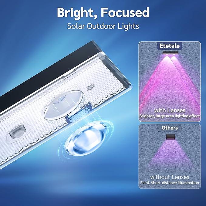 Skorter | Solar fence lights outdoor warm white & RGB changing solar deck lights, LED solar lights for outdoor wall railing terrace stairs step garden backyard