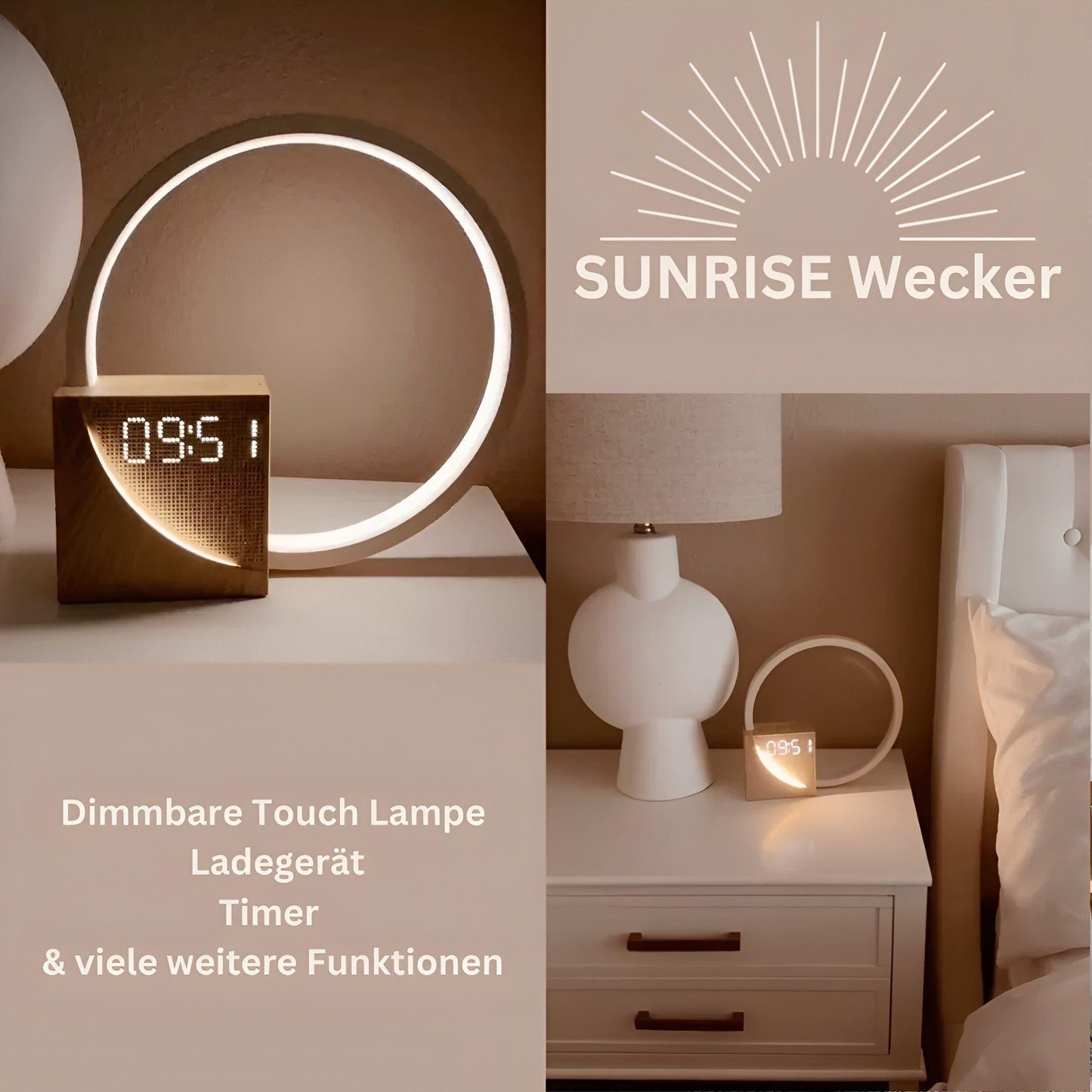 Skorter | Smart Snooze – Sunrise Simulation Alarm Clock with Dimmable Touch Lamp & Soothing Sounds