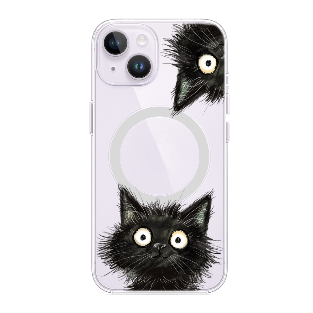 Skorter | Black Cat Magnetic Clear Case for iPhone Series