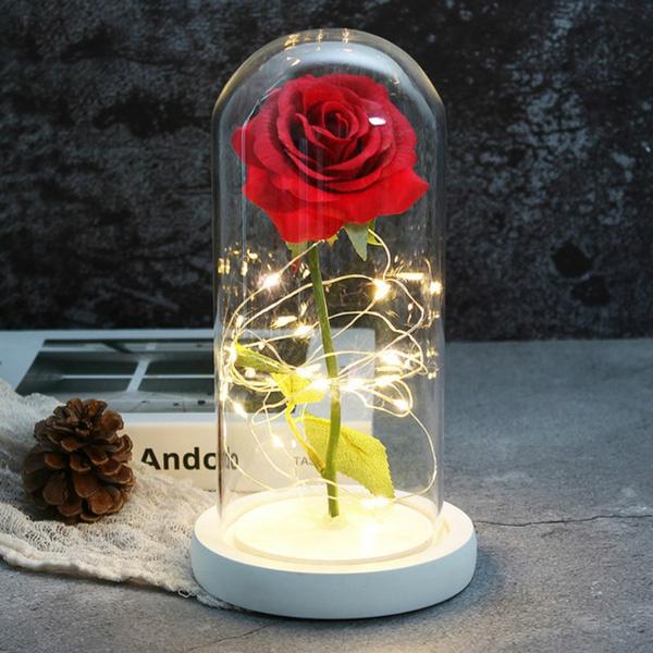 Skorter | LED Glass Cover Simulation Film Rose Flower