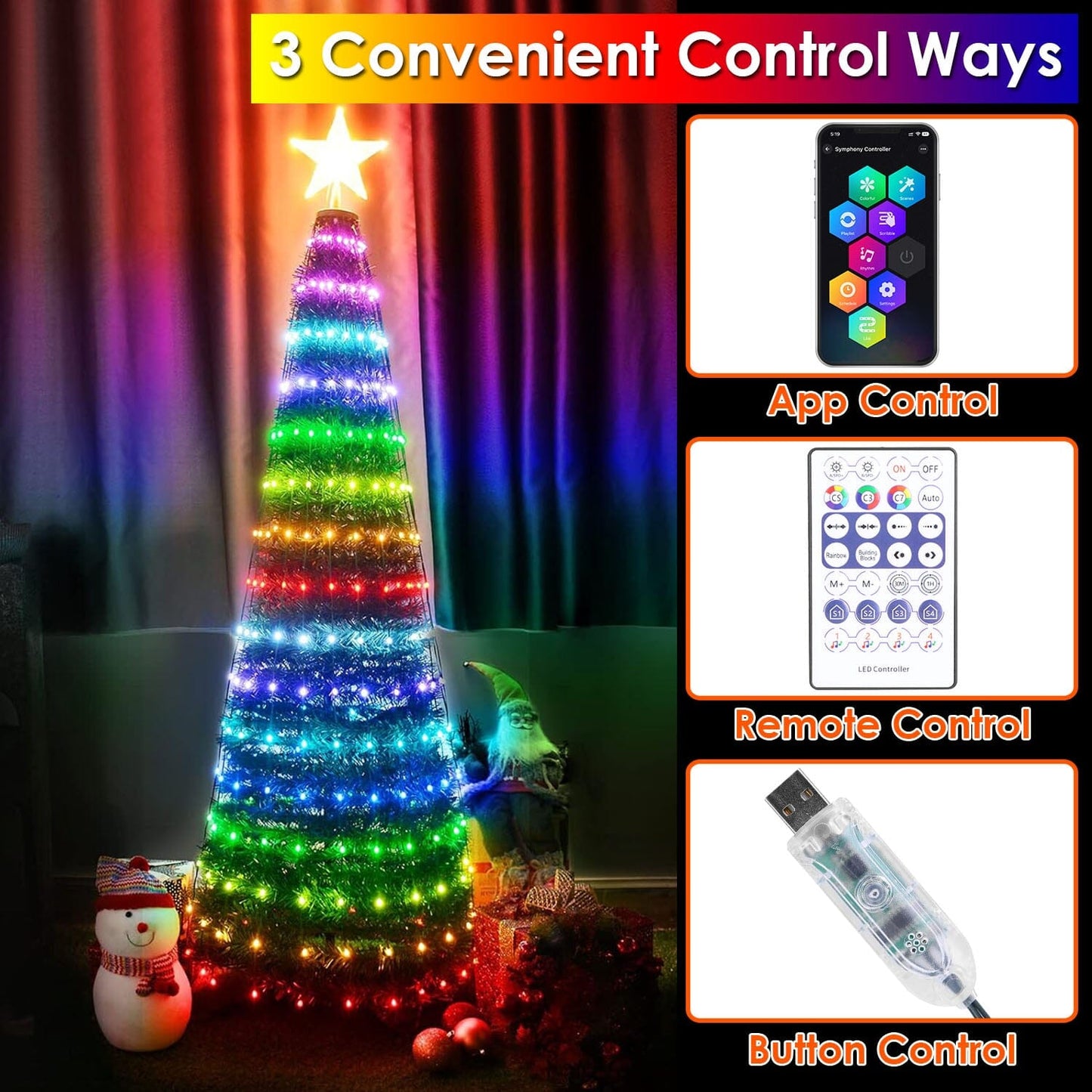 Skorter | LED Light Foldable Christmas Tree Light with Remote Control App Control