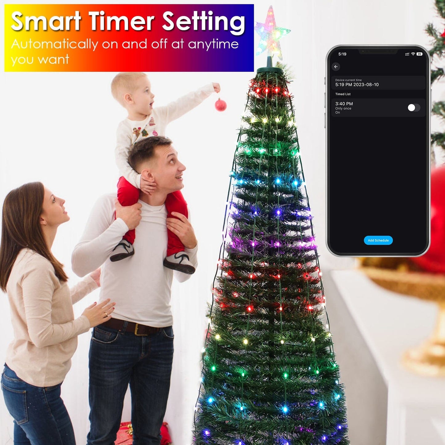Skorter | LED Light Foldable Christmas Tree Light with Remote Control App Control