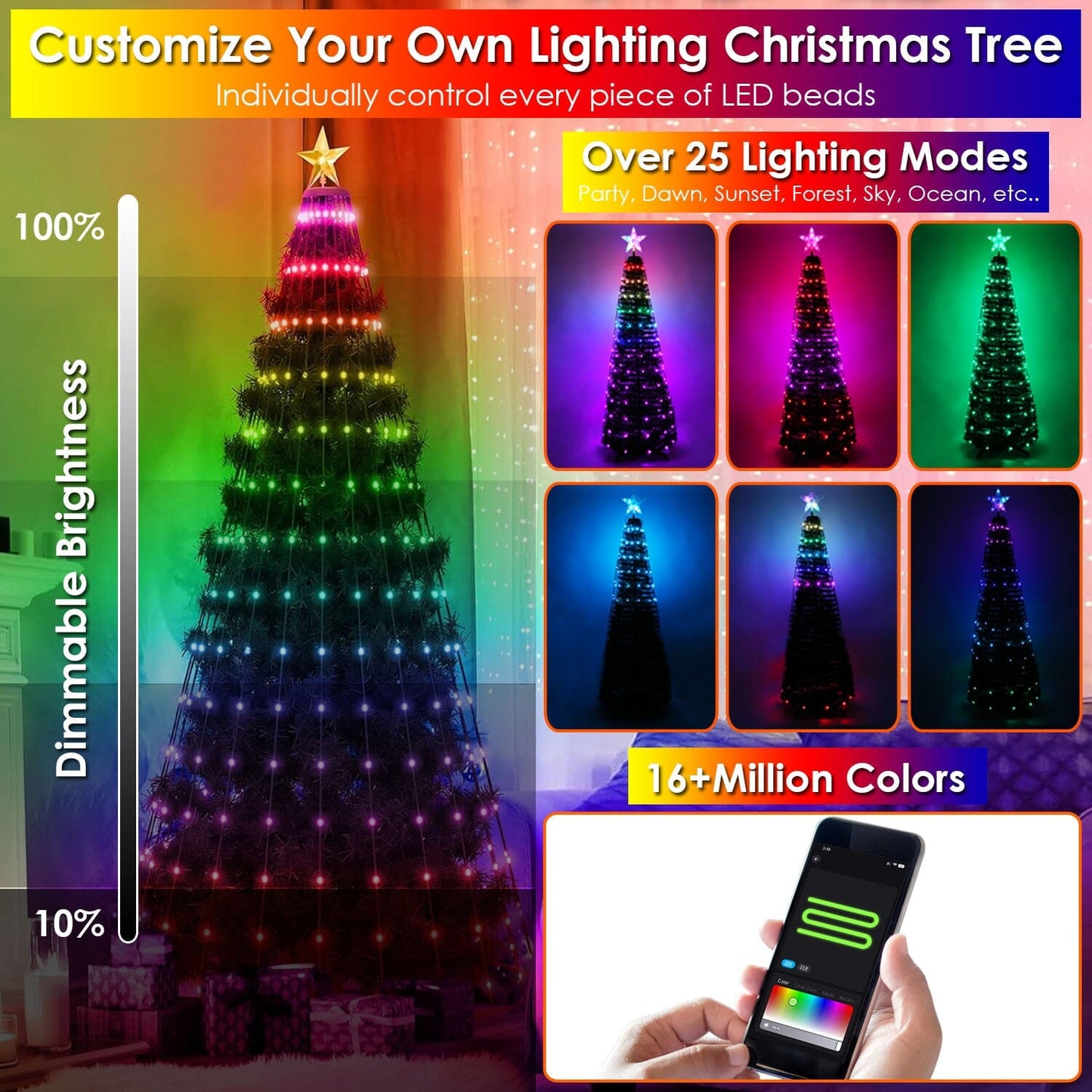 Skorter | LED Light Foldable Christmas Tree Light with Remote Control App Control