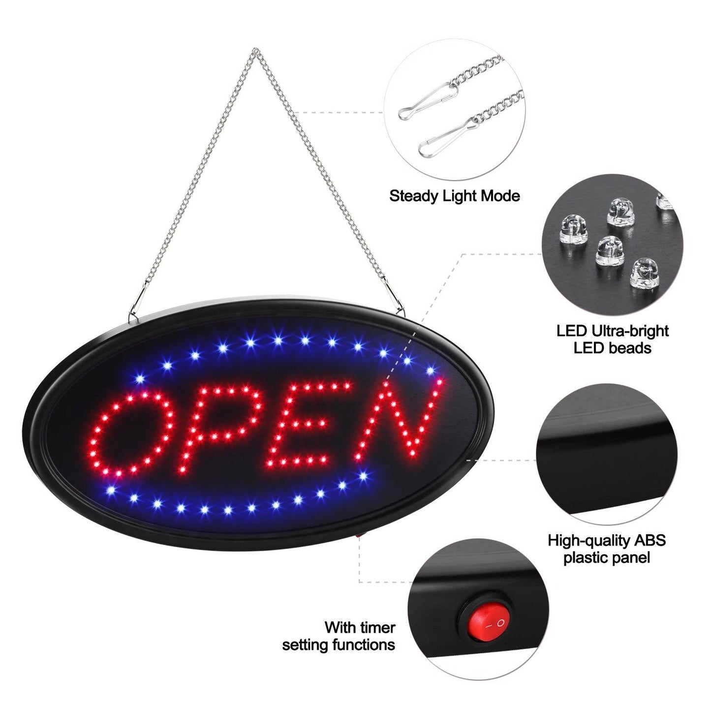 Skorter | LED Open Sign Advertising Board Electronic Screen with Remote Control and Timer Function