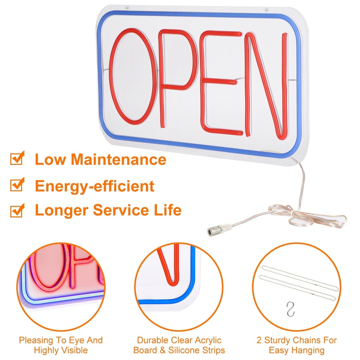 Skorter | LED Open Sign Advertising Table with 11 Levels Adjustable Brightness