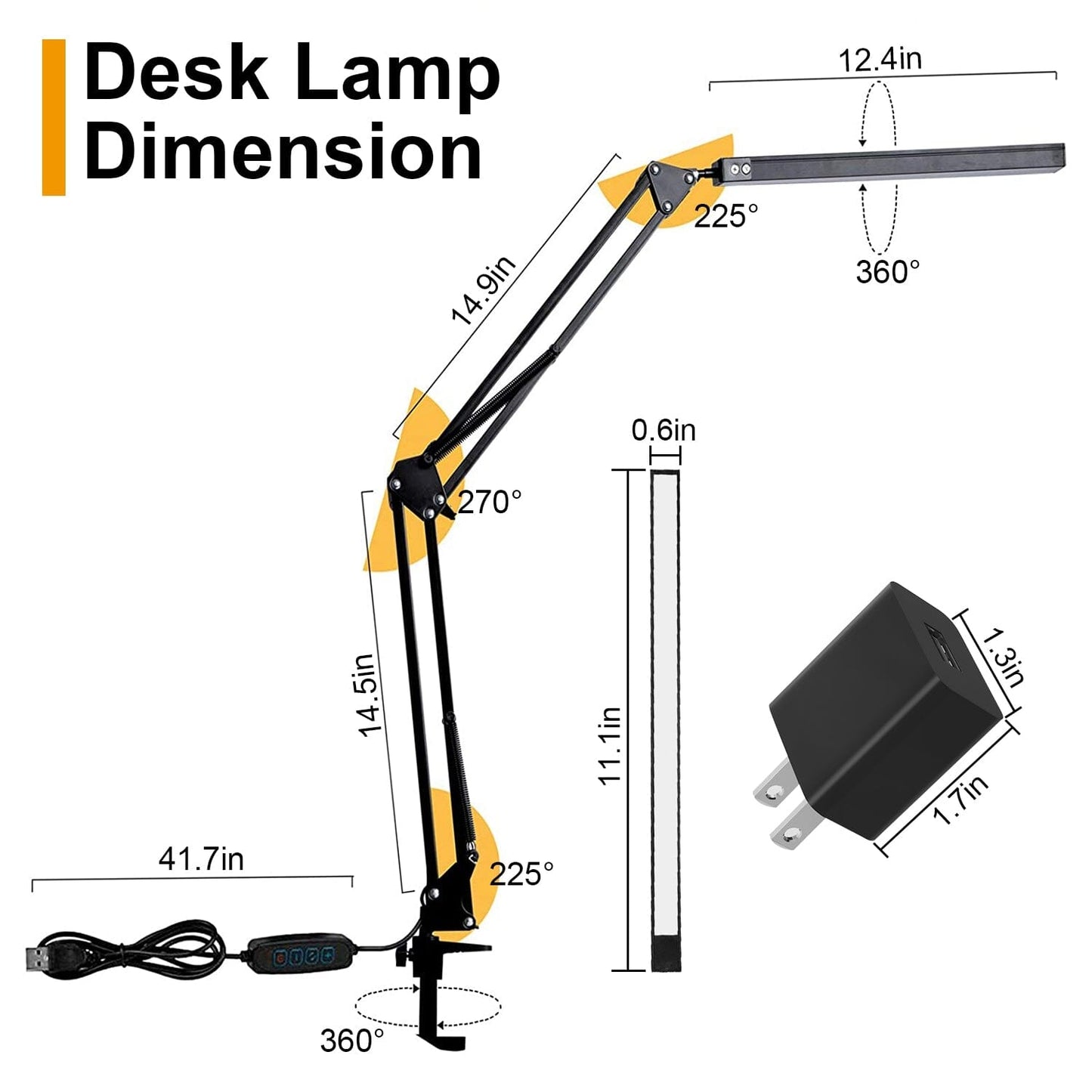 Skorter | LED Reading Lamp with Clamp Adjustable Swing Arm