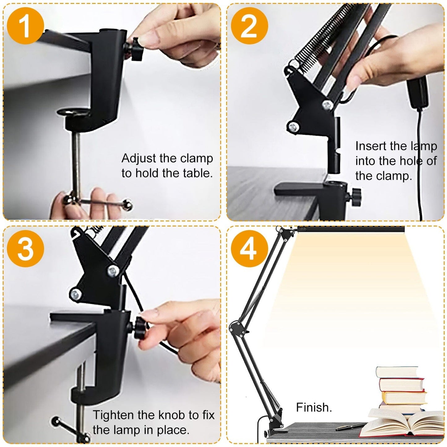 Skorter | LED Reading Lamp with Clamp Adjustable Swing Arm