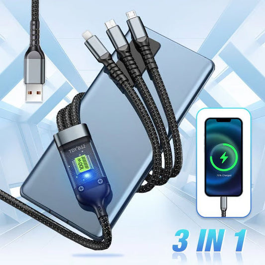 Skorter | LIGHTLINK – Transparent 3-in-1 Super Fast Charging Cable with LED Glow