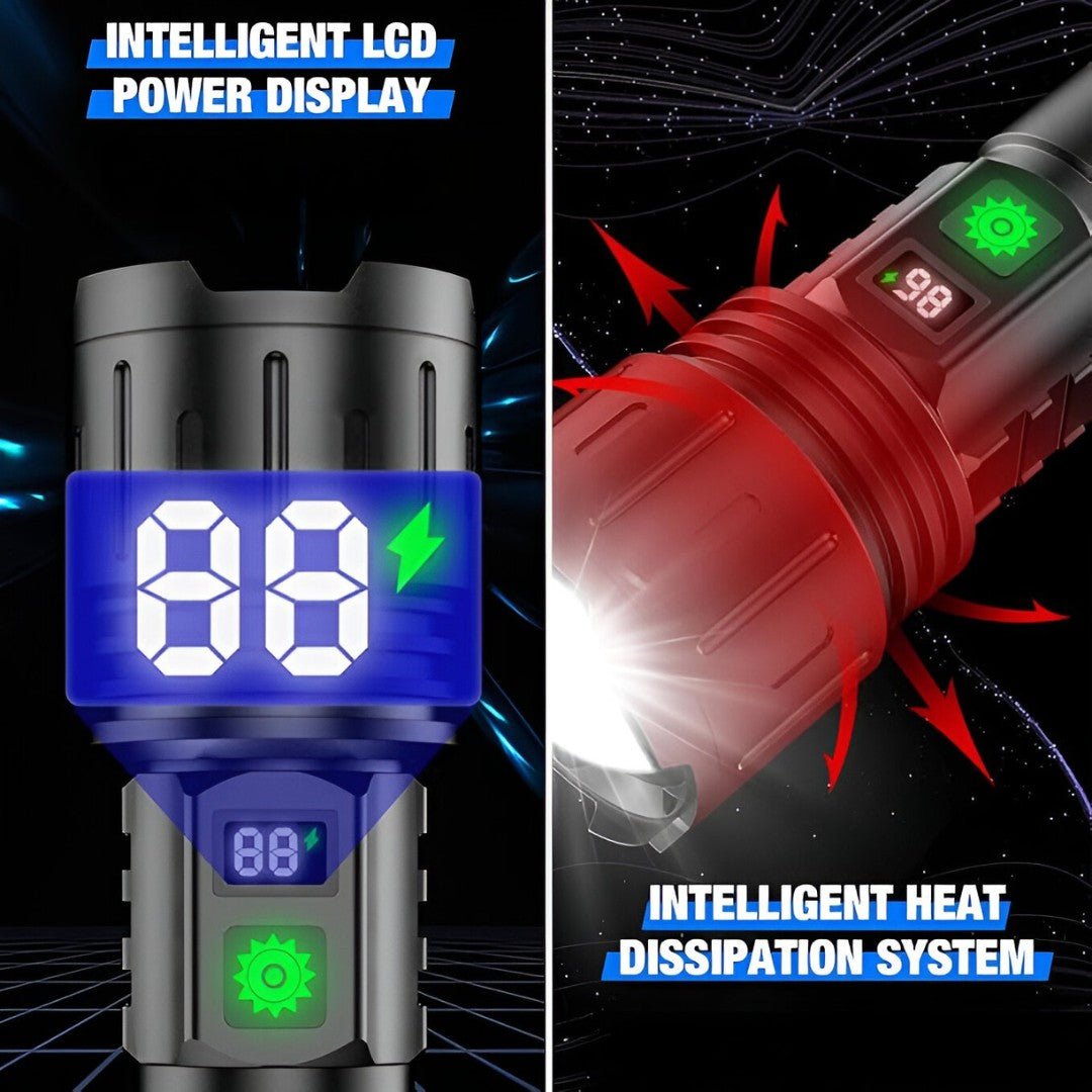 Skorter | 100,000 Lumen Rechargeable LED Flashlight | Waterproof, Impact-Resistant & Ideal for Hiking, Emergencies & Power Outages