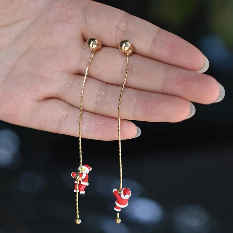 Skorter | Asymmetric Christmas Santa Claus Long Tassel Earrings