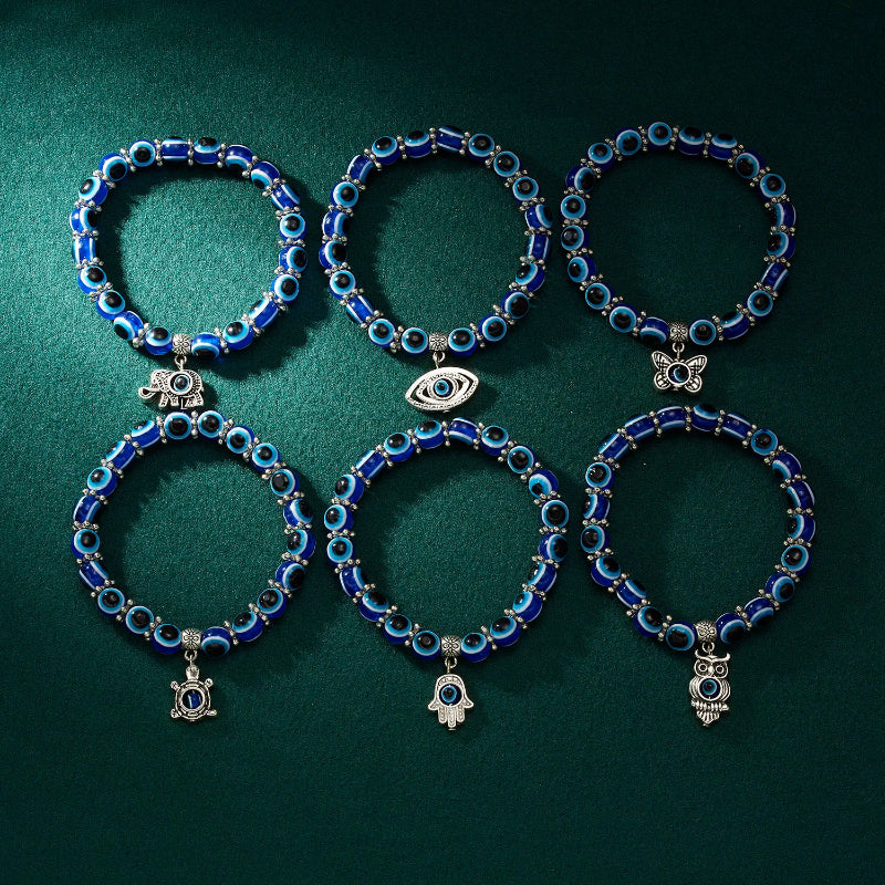 Skorter | Turkish Lucky Eye Pendant Beaded Elastic Charm Bracelets
