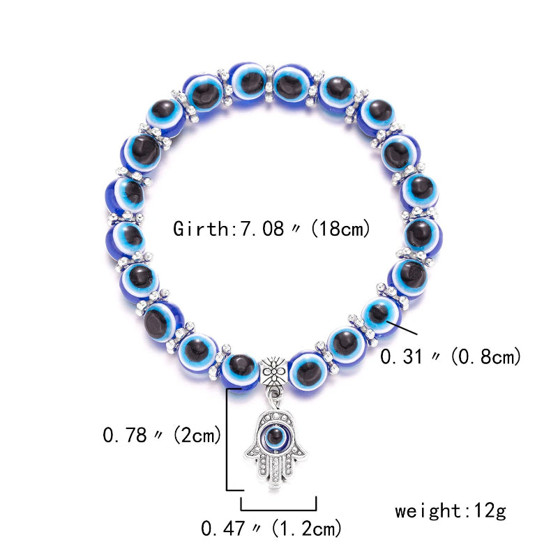 Skorter | Turkish Lucky Eye Pendant Beaded Elastic Charm Bracelets