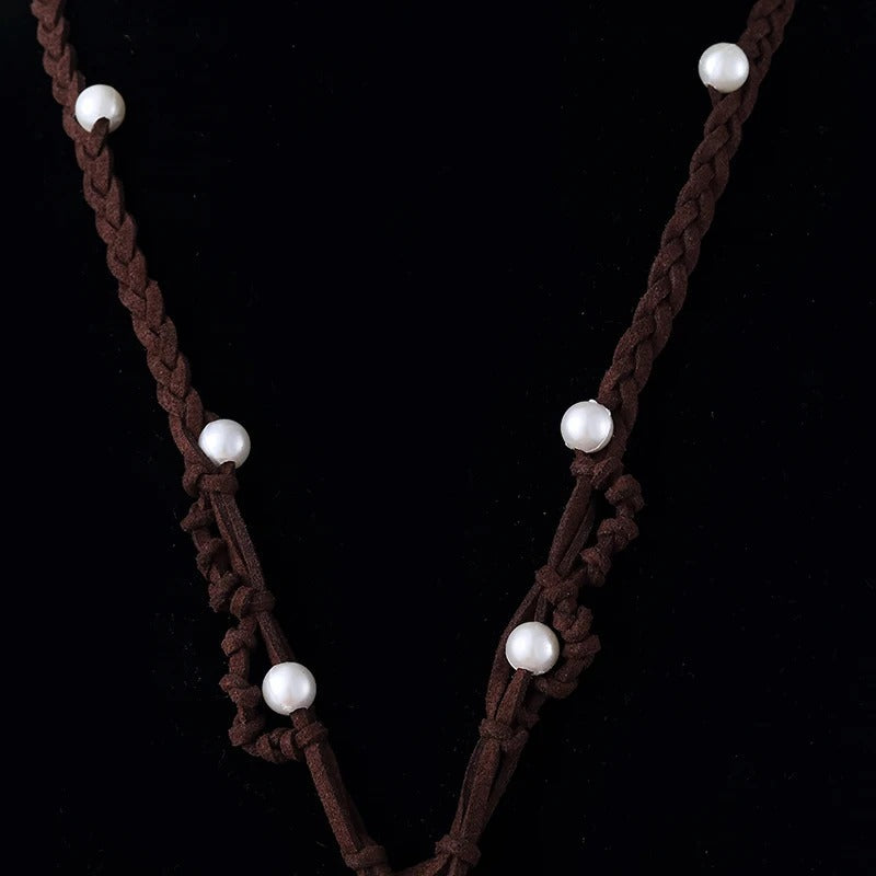 Skorter | Blue Charm Ocean Rope Chain Faux Pearl Choker Necklaces