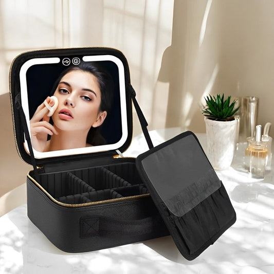 Skorter | Travel Makeup Bag with LED Mirror and Spacious Storage