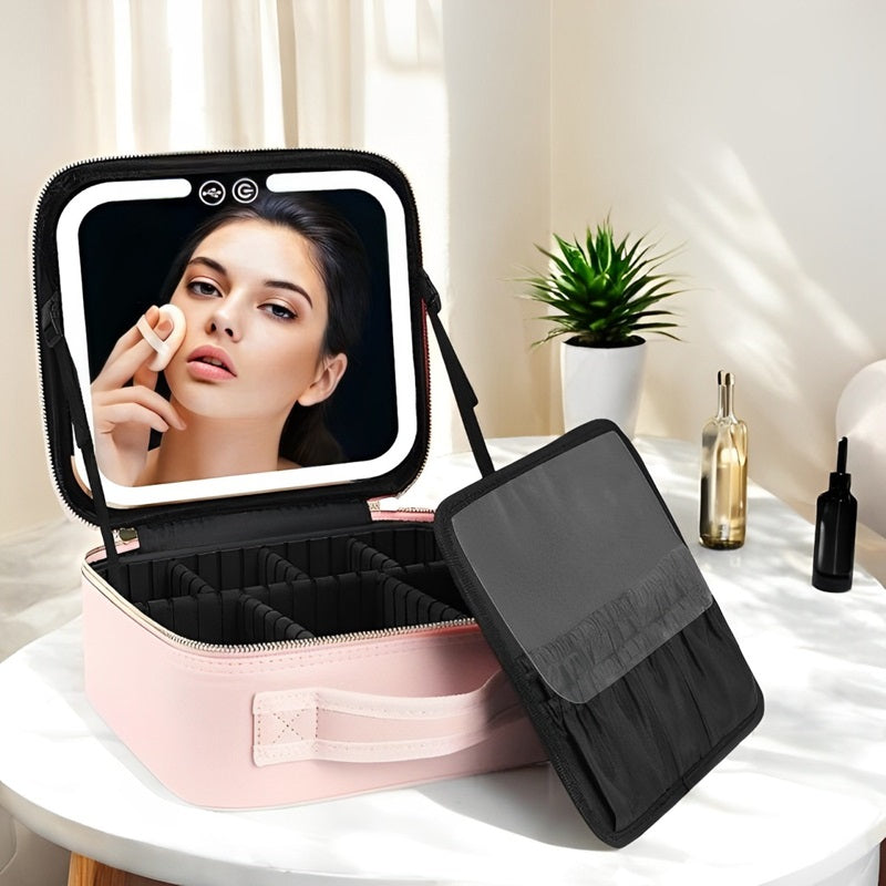 Skorter | Travel Makeup Bag with LED Mirror and Spacious Storage