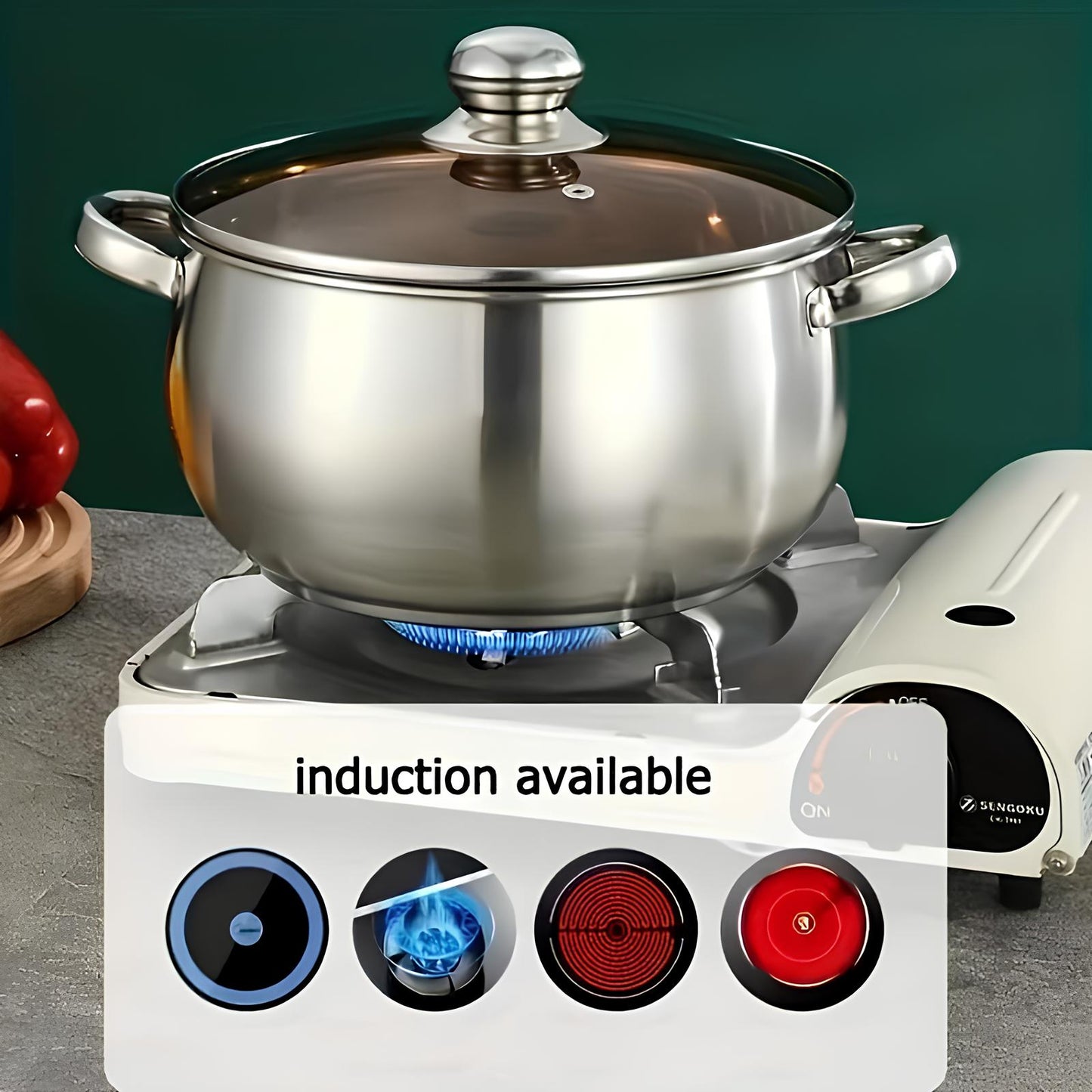 Skorter base 24 cm in stainless steel for all heat sources