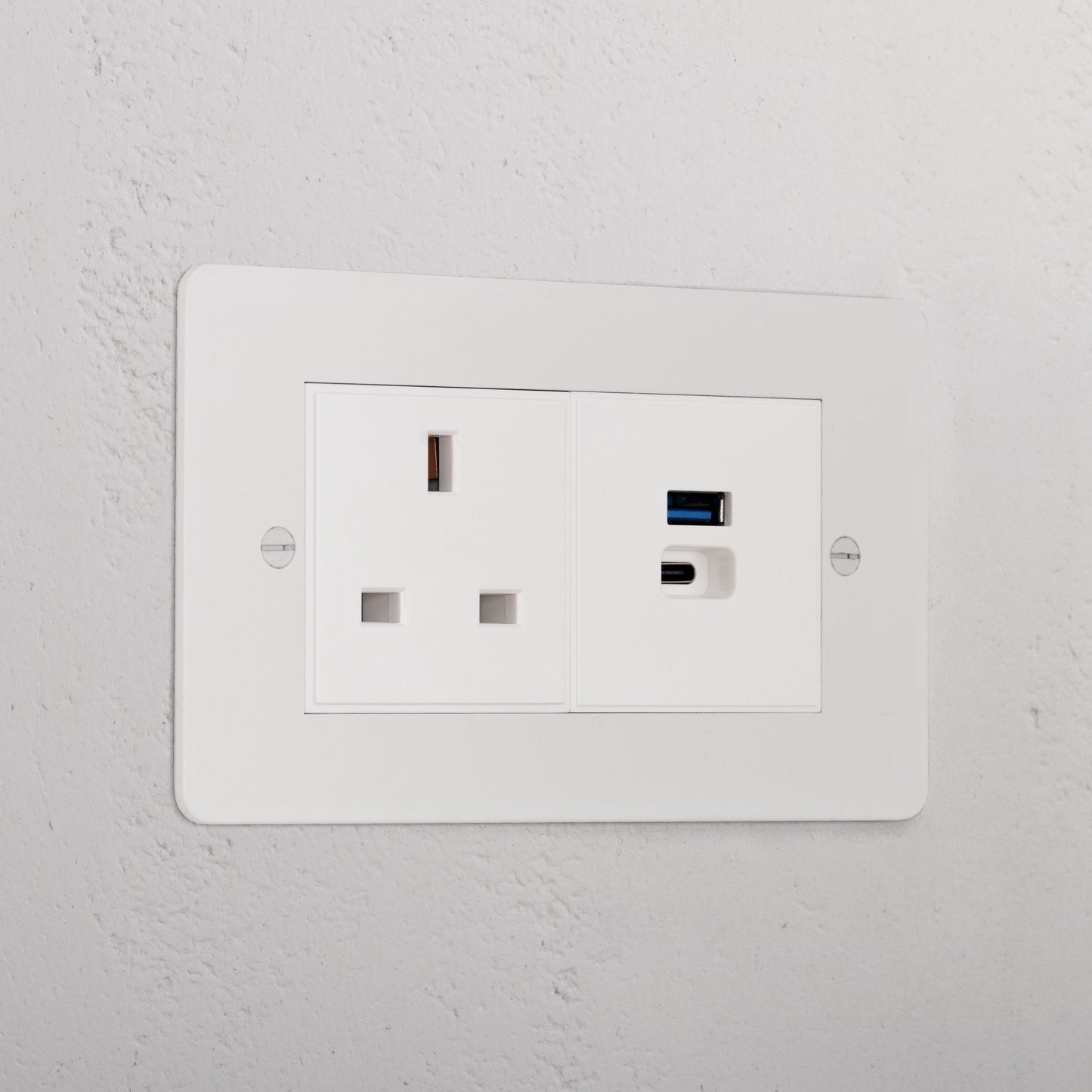 Skorter | 13A Socket + USB A+C Fast Charging - Malbar White