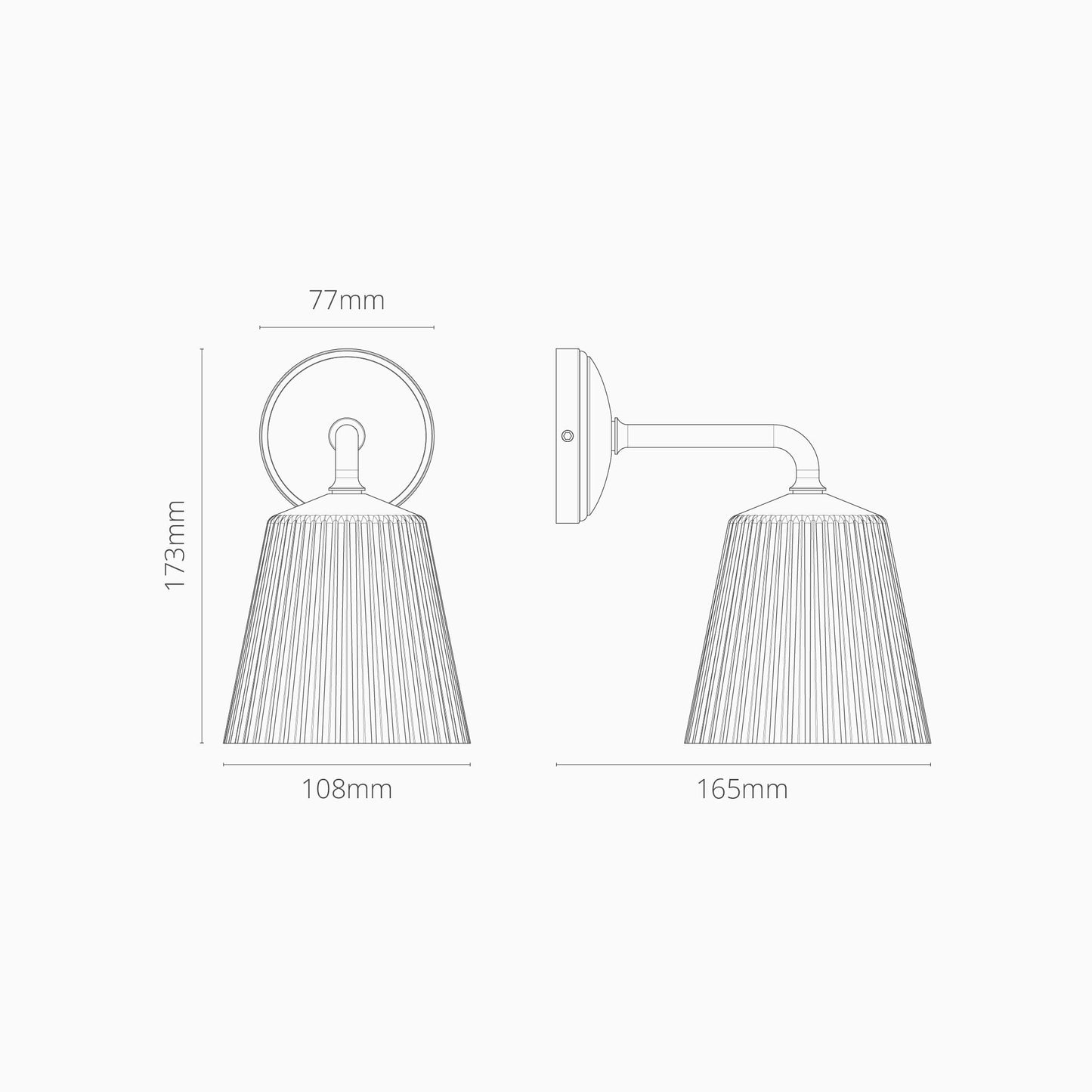 Skorter | Richmond Small Wall Lamp Fluted Glass - Polished Nickel