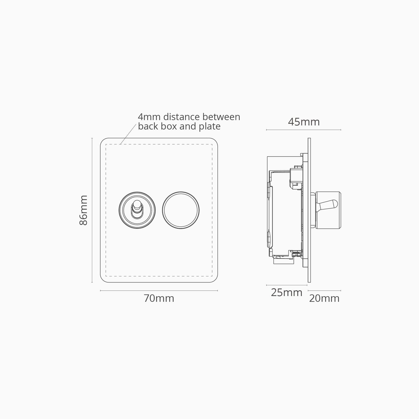 Skorter | 2G Mixed Slimline Switch 1T1D - Matt Polished Nickel