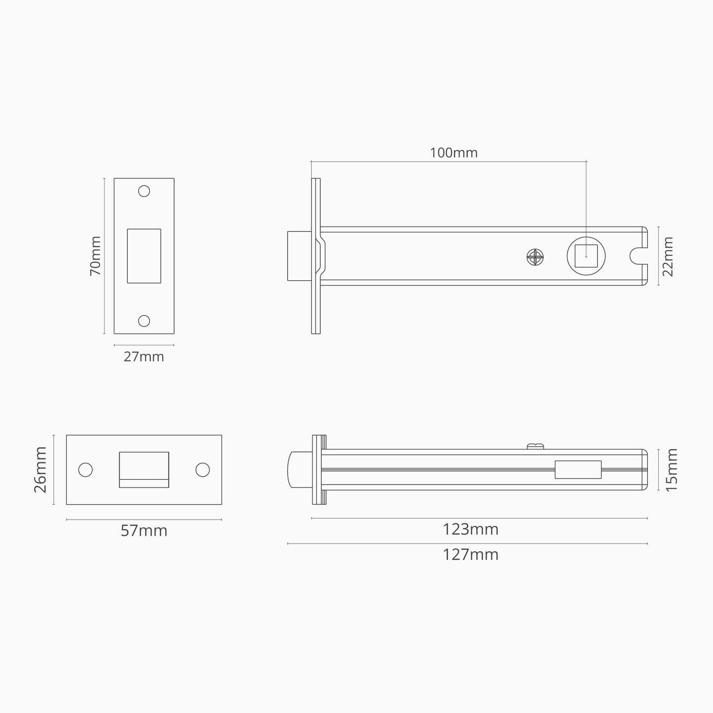 Skorter | 100mm Bath Lock - Polished Nickel
