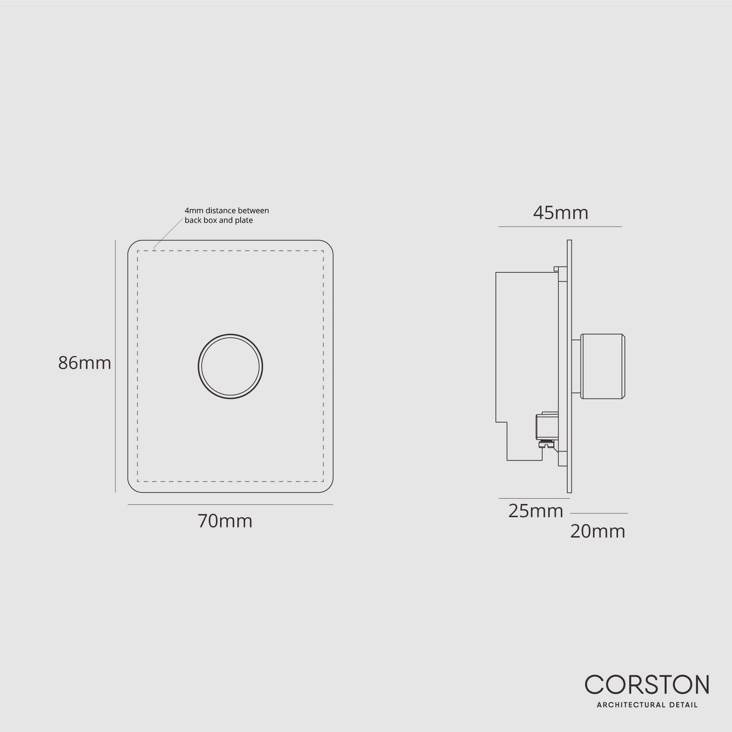 Skorter | 1G Two Way Dimmer Slimline Switch - Clear Antique Brass