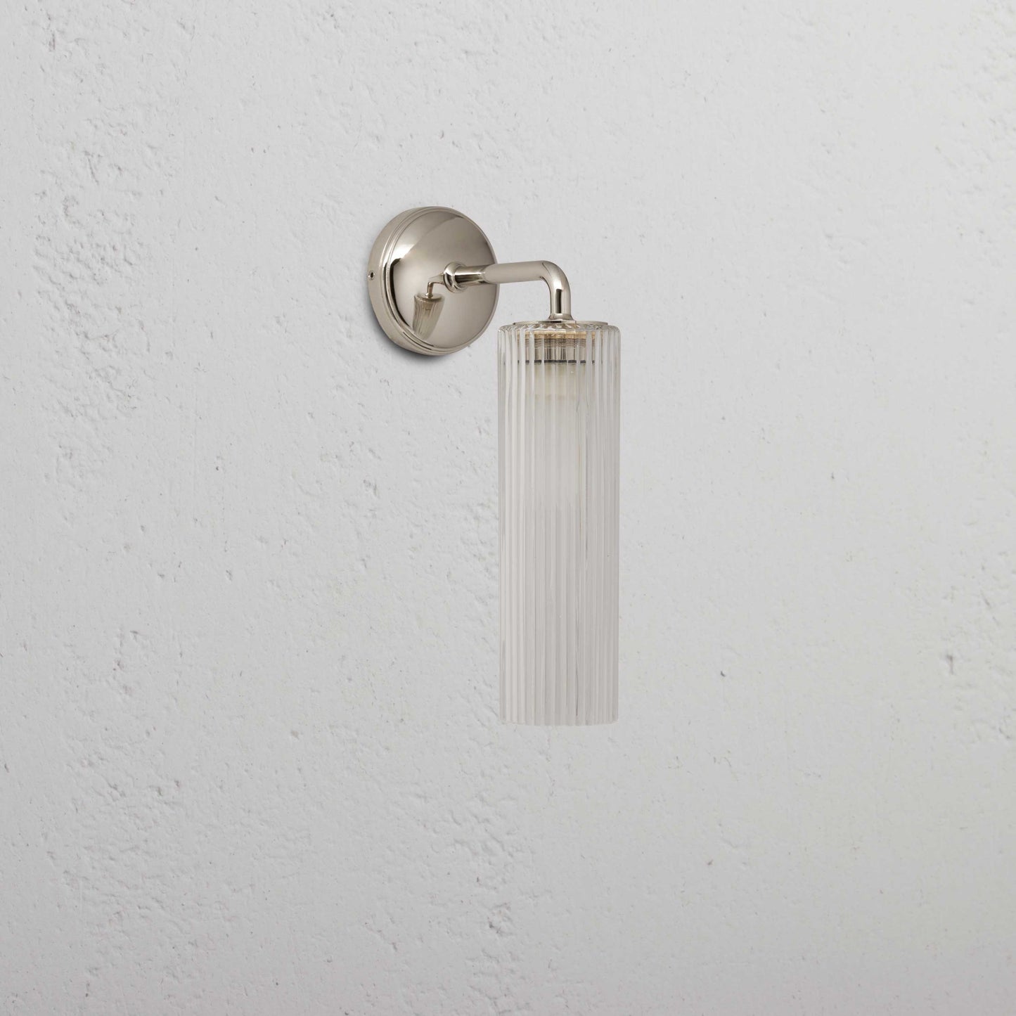 Skorter | Claremont Small Wall Lamp Ribbed Glass - Polished Nickel