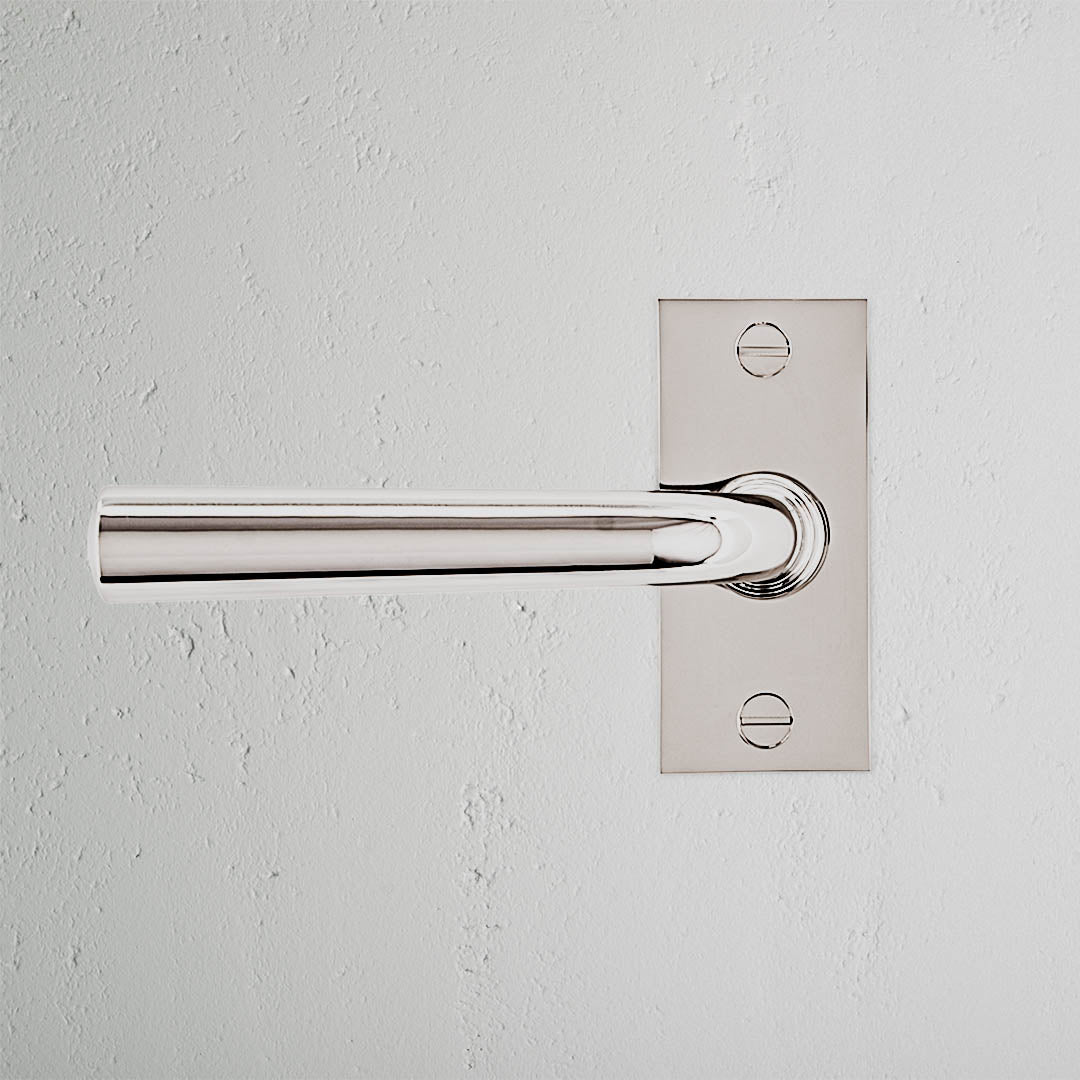 Skorter | Apsley Short Plate Fixed Door Handle - Polished Nickel
