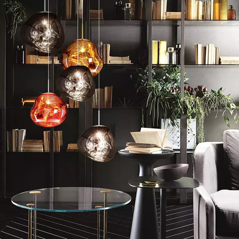 Skorter | Melt Pendant Light Fixture - Modern Glass Hanging Lamp for Kitchen Island & Dining Room
