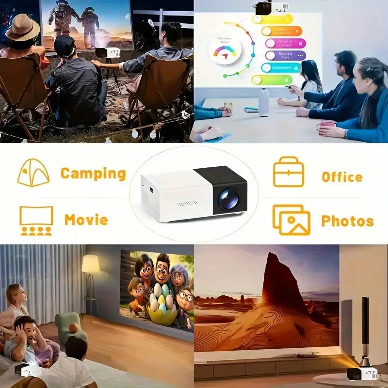 Skorter | Mini portable high-definition film projector bright 3000+ lumen HD LED light source with USB