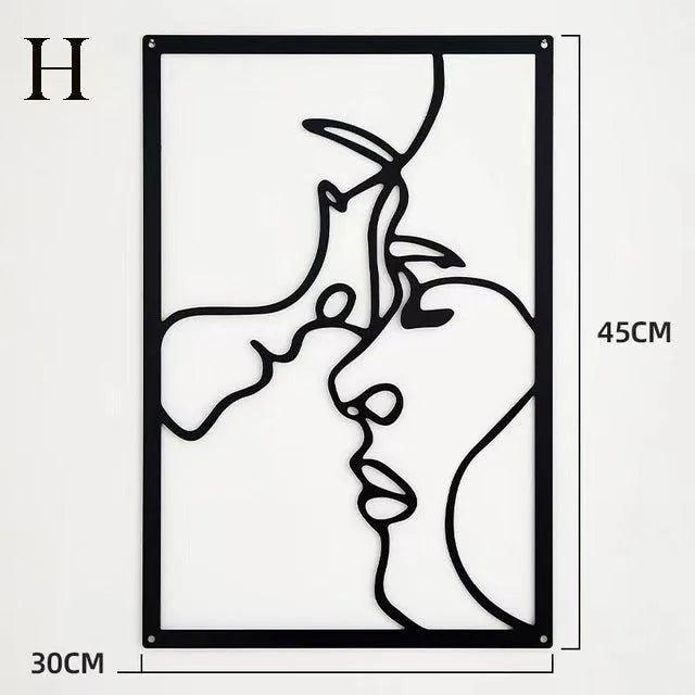 Skorter | Modern abstract female black line silhouette metal art │ Nordic woman iron wall hanging decoration ornament