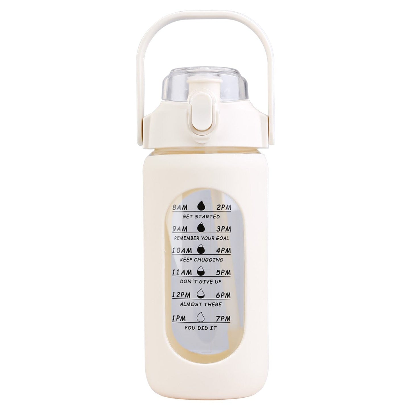 Skorter | Motivational Water Bottle Intake Tracker with Straw Time Marker Silicone Handle