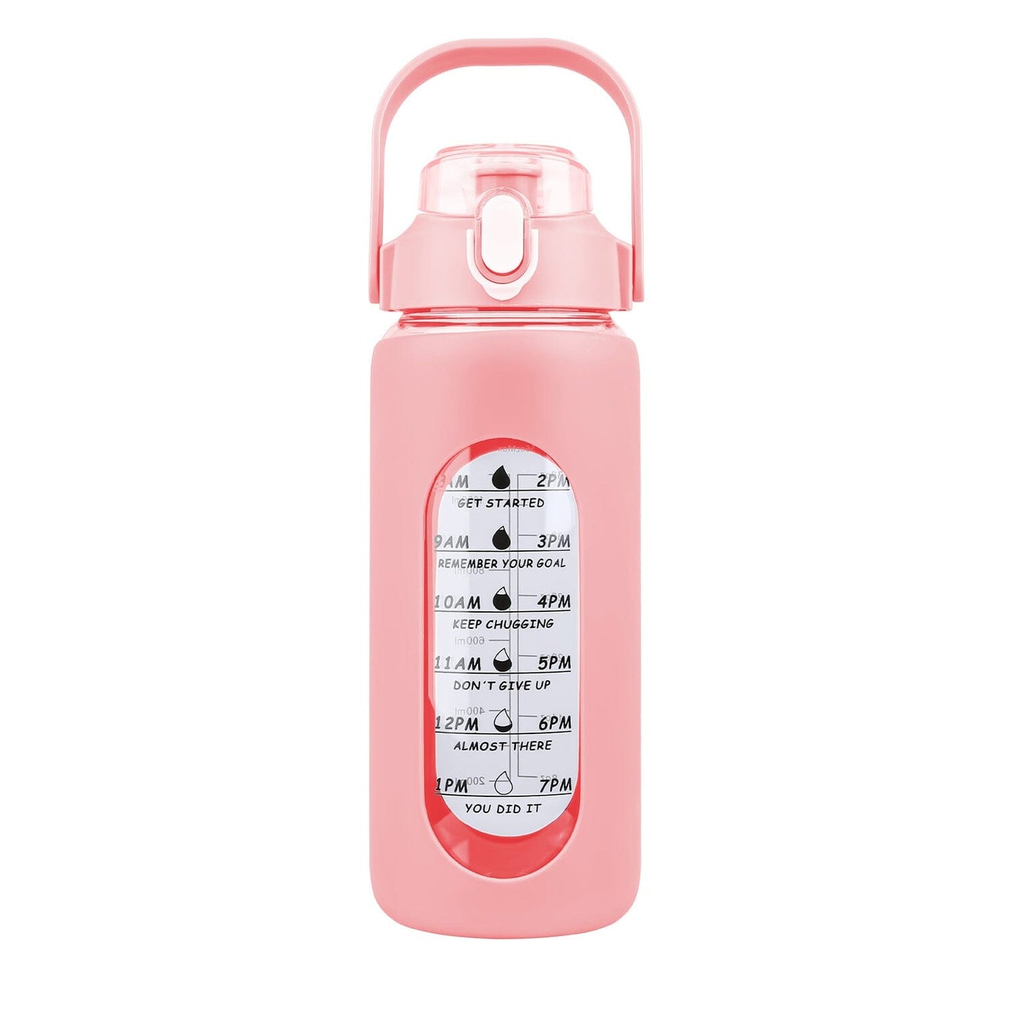 Skorter | Motivational Water Bottle Intake Tracker with Straw Time Marker Silicone Handle