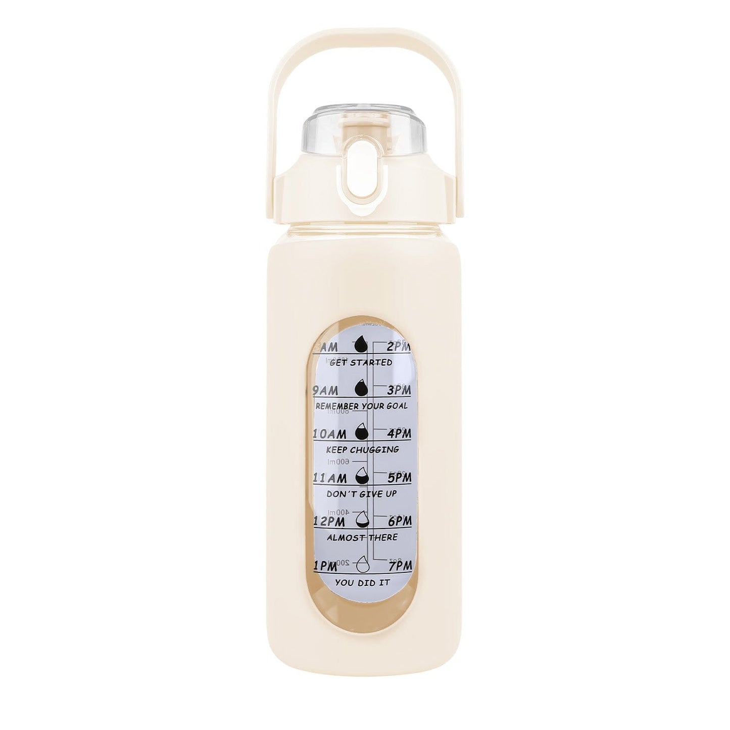 Skorter | Motivational Water Bottle Intake Tracker with Straw Time Marker Silicone Handle