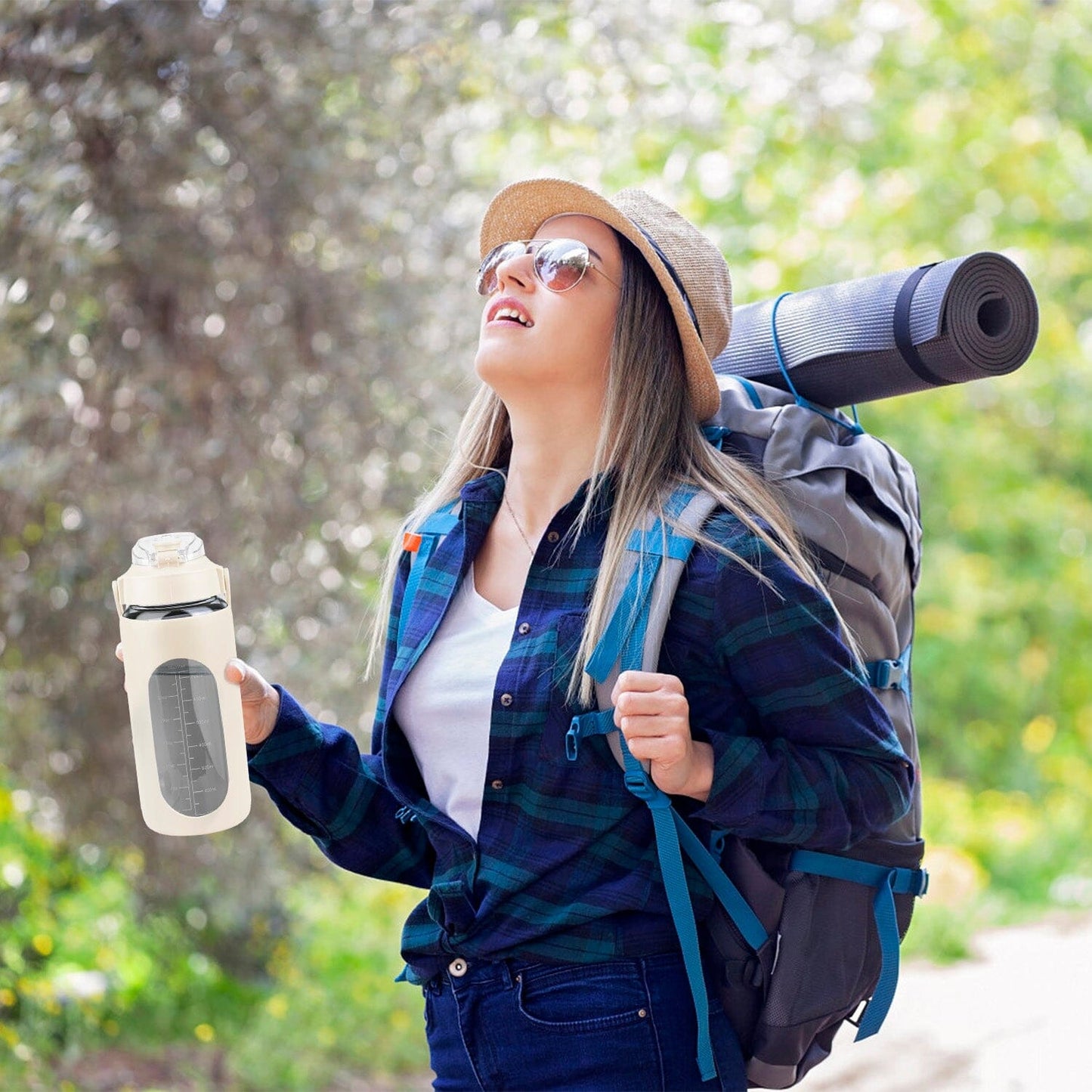 Skorter | Motivational Water Bottle Intake Tracker with Straw Time Marker Silicone Handle