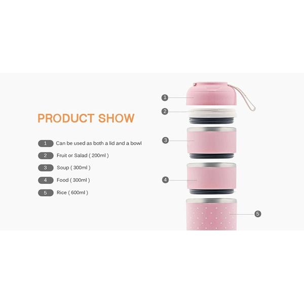 Skorter | Multilayer Cute Thermal Lunch Box Stainless Steel Food Container