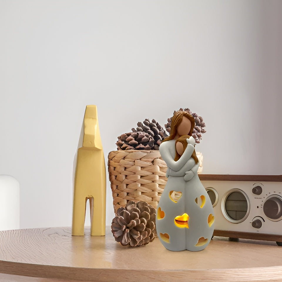 Skorter | Embracing Mother Daughter Figure Flickering Candle Holder - LoveGlow