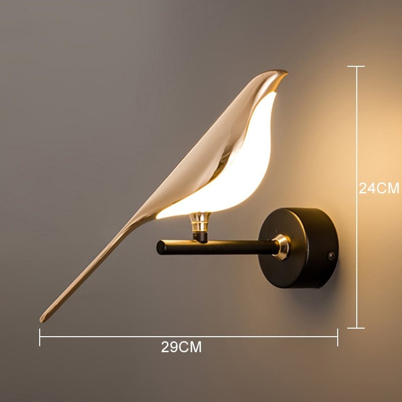 Nordic LED Golden Bird Wall Lamp Parlor Bar Bedside Hanging Light Novelty Rotatable Wall Lamp Bedroom Bedside Indoor Sconce - SKØRTER