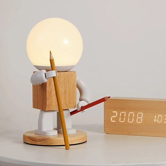 Nordic Wooden Robot Table Lamp - SKØRTER