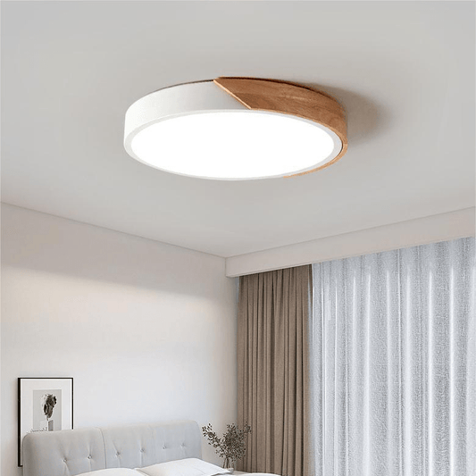 Skorter | Nordic Wood LED Ceiling Light – Macaron Design, 23–30cm