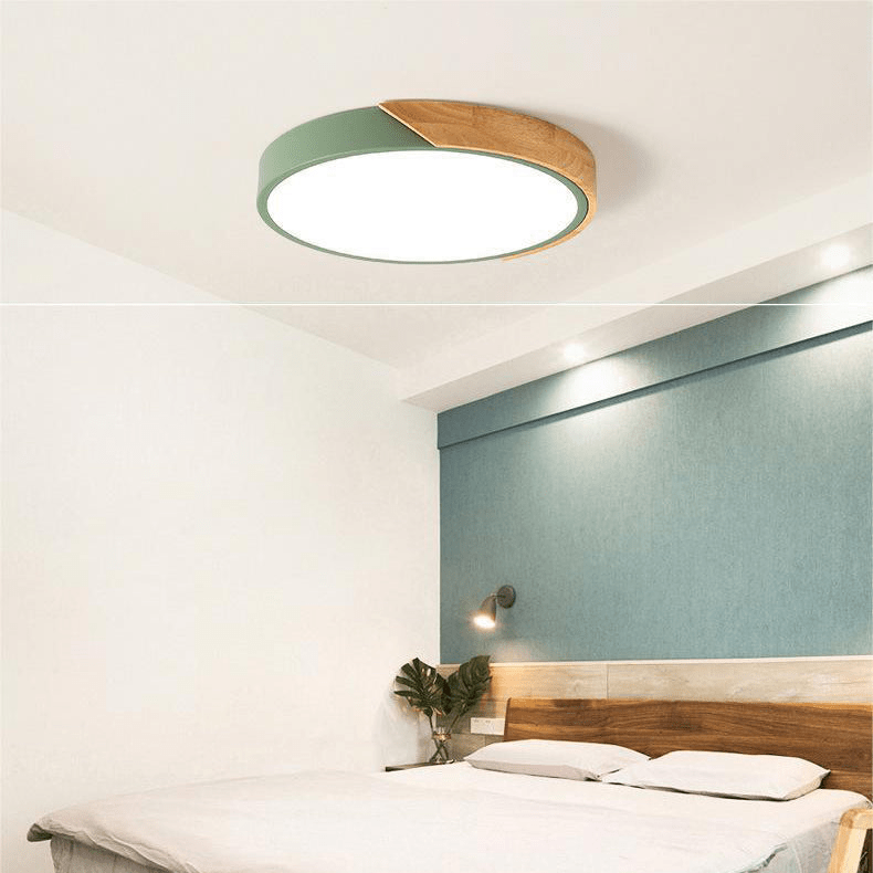 Skorter | Nordic Wood LED Ceiling Light – Macaron Design, 23–30cm