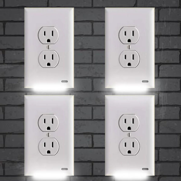 Skorter | Pack 4x LED Night Light Outlet Cover | Energy-Efficient, Automatic Sensor & Safe for Kids' Rooms