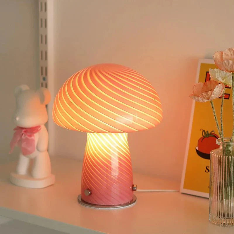 Skorter | Pastel-colored glass mushroom table lamp