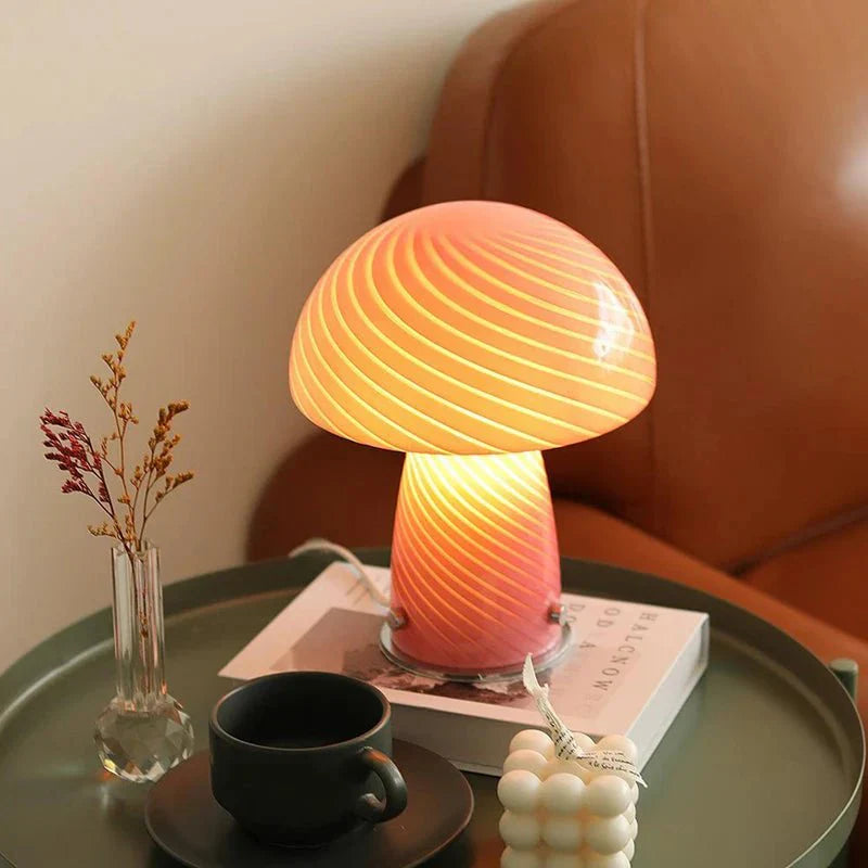 Skorter | Pastel-colored glass mushroom table lamp