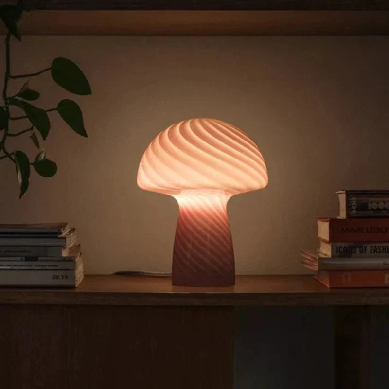 Skorter | Pastel-colored glass mushroom table lamp