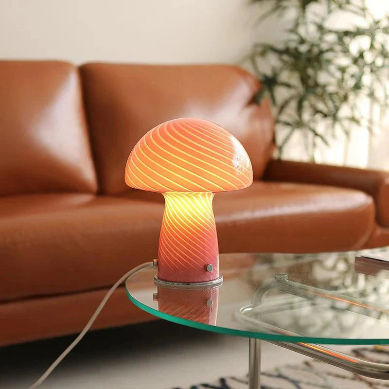 Skorter | Pastel-colored glass mushroom table lamp