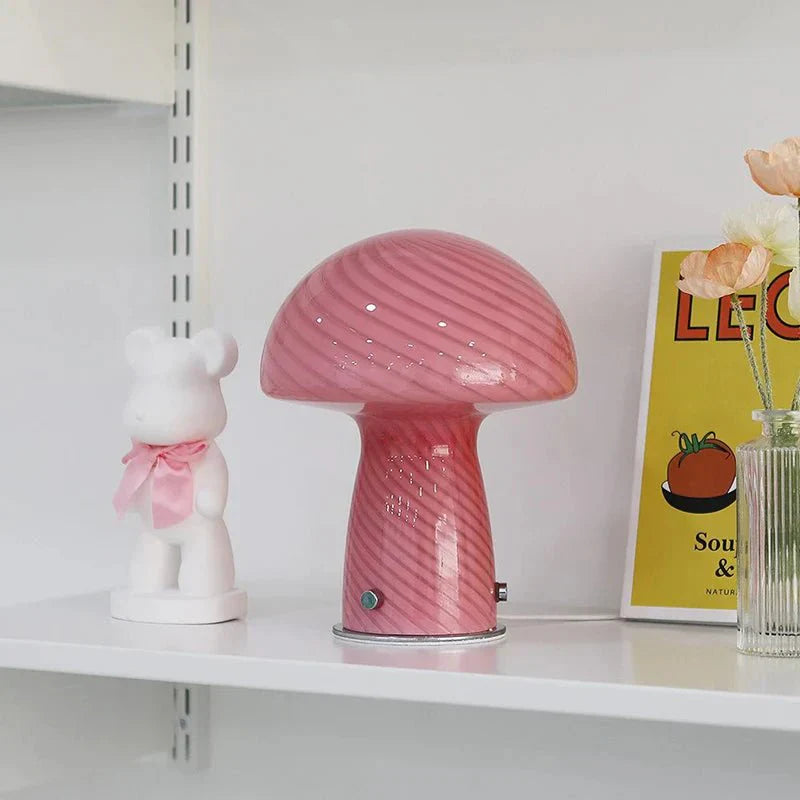 Skorter | Pastel-colored glass mushroom table lamp
