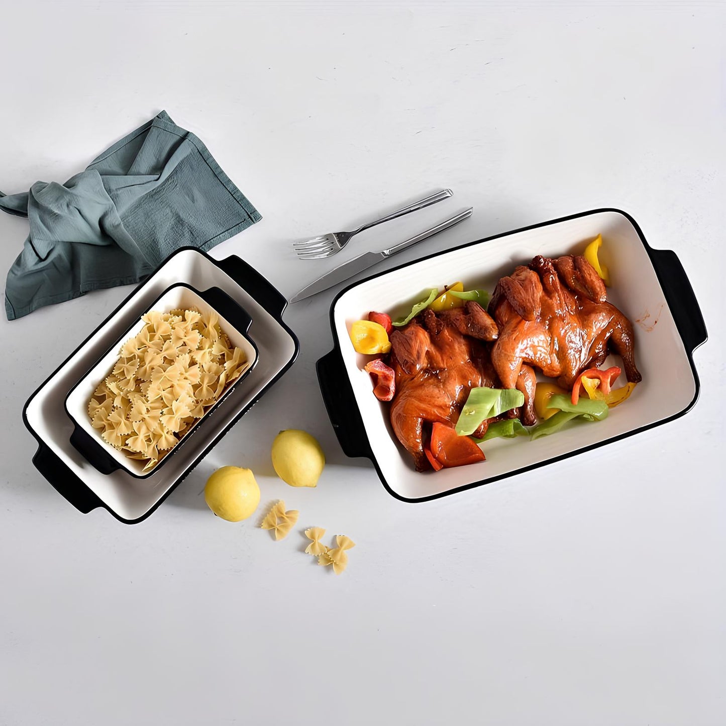 Skorter for four ceramic oven with white pattern