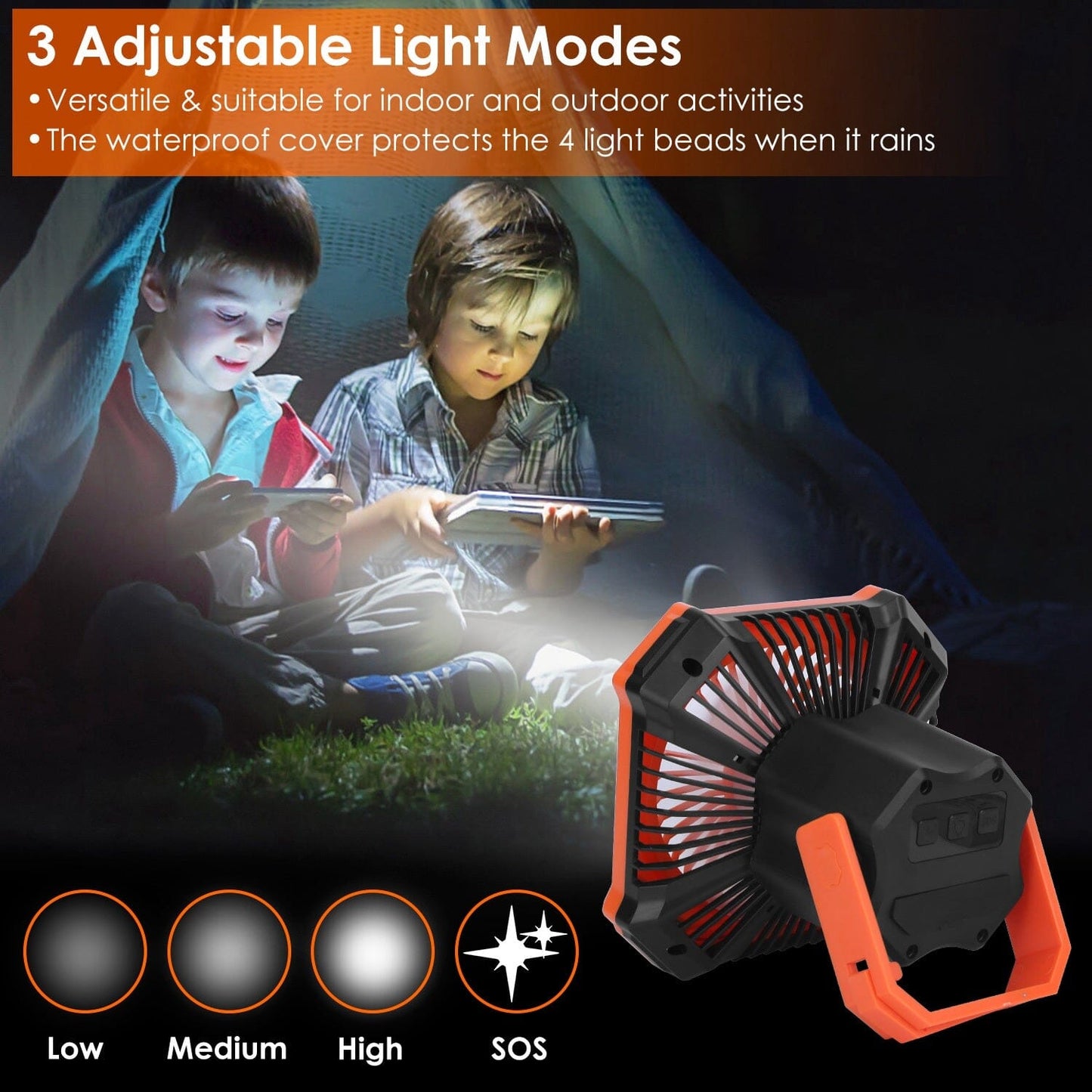 Skorter | Portable Camping Lantern Fan 10000mAh Battery Powered with 4 Light Modes