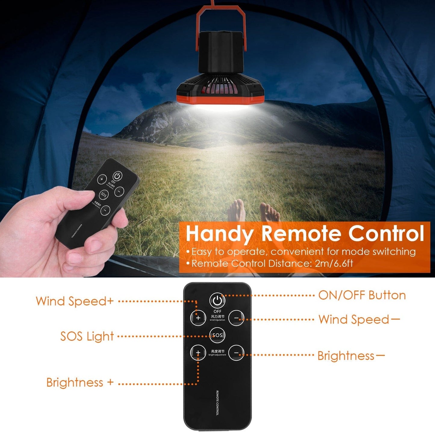 Skorter | Portable Camping Lantern Fan 10000mAh Battery Powered with 4 Light Modes